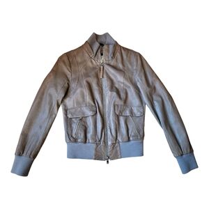 Mackage Tan Brown 100% Lamb Leather Buttery Soft Moto Biker Jacket Short Medium